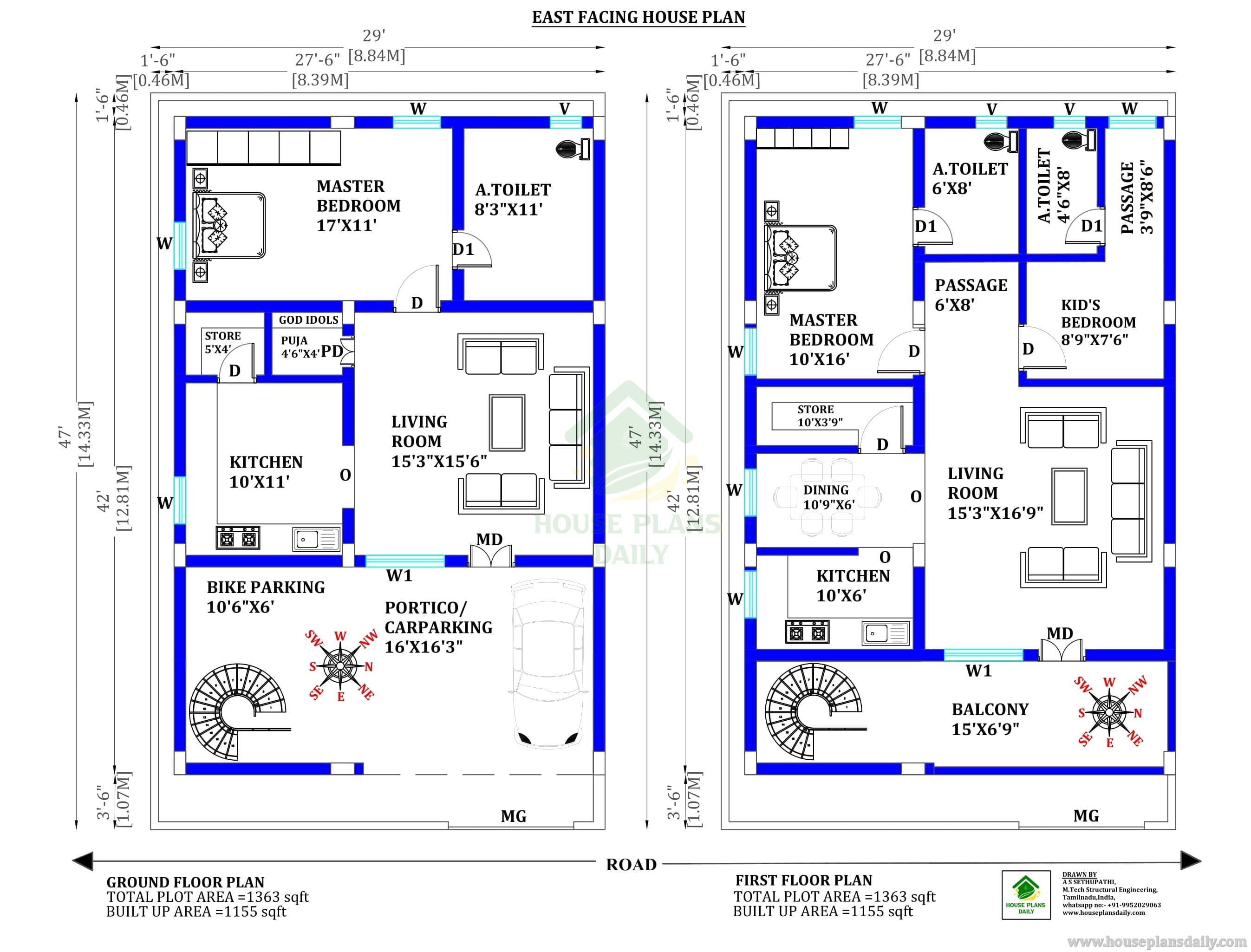 Compact East Facing Vastu Home Layout