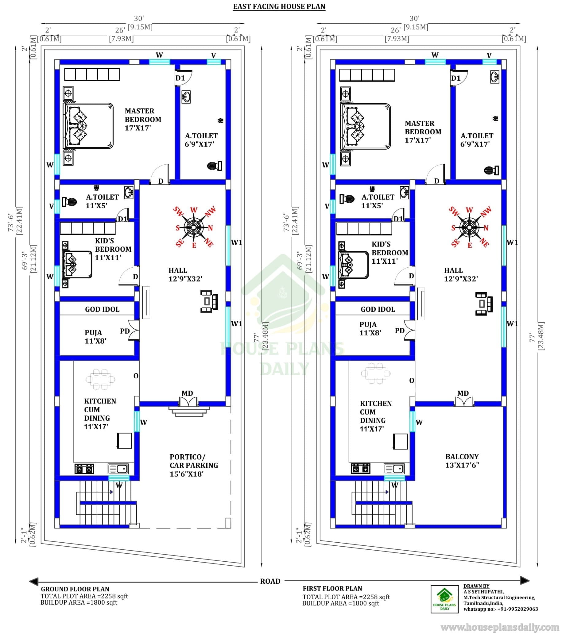 Elegant East Facing Vastu Residential Plan