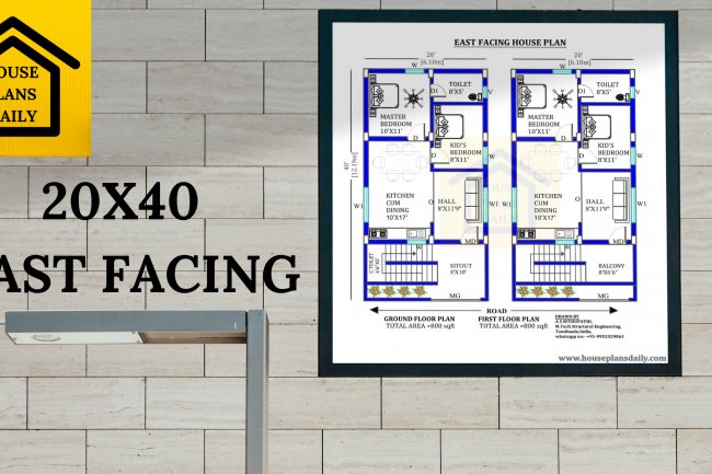 20x40  East Facing Vastu House Plan