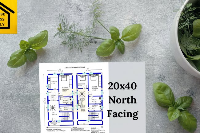 20x40 North Facing House Plan with Vastu