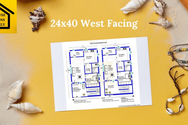 24x40 West Facing Vastu House Plan