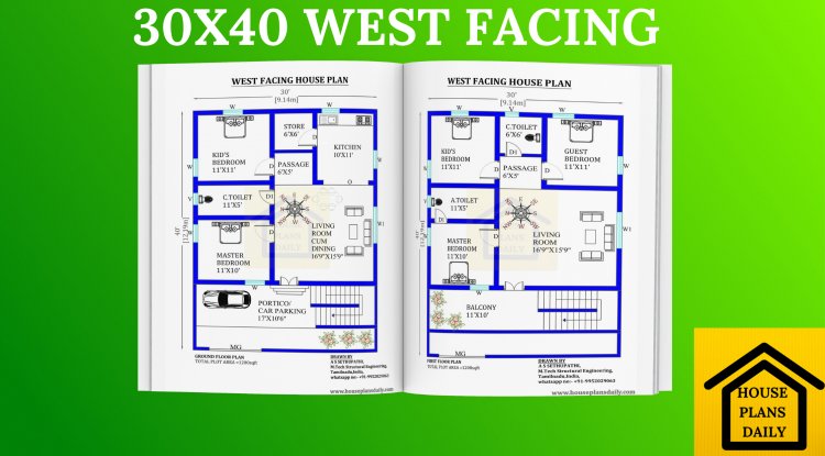 30x40 West Facing Vastu House Design