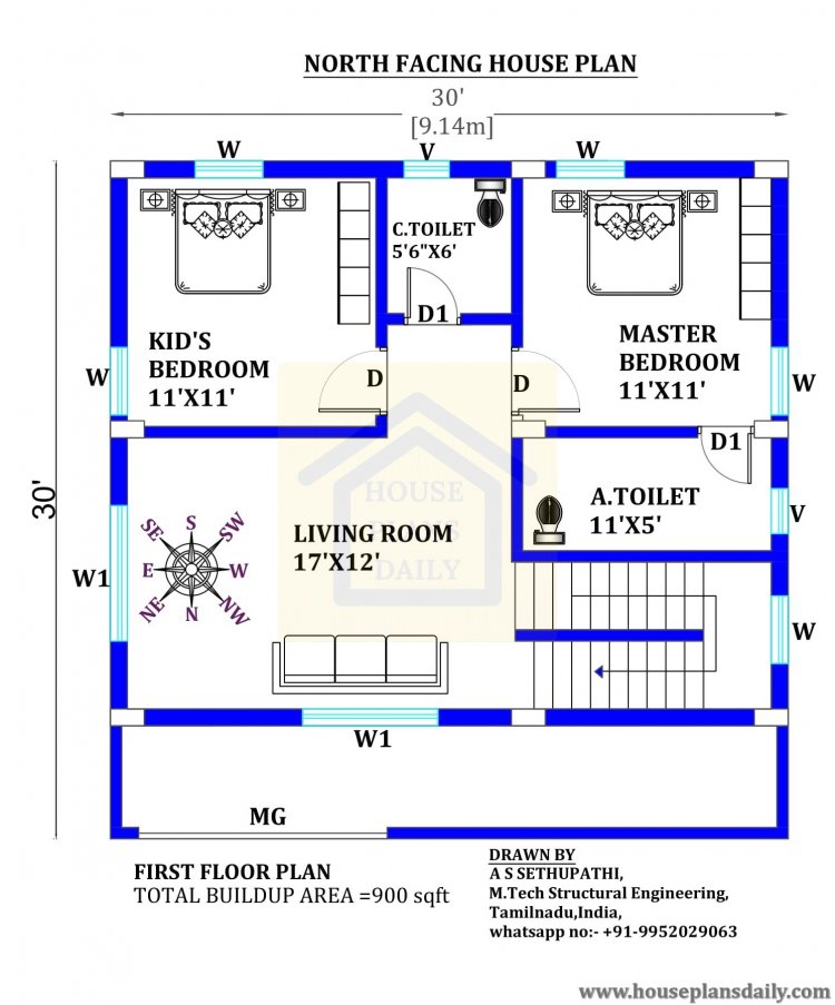 30x30 North Facing Duplex House Plans Per Vastu House Designs And 