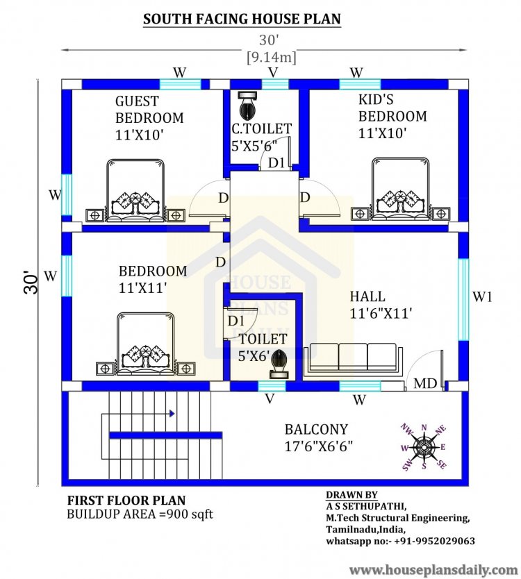 30x30 South Face House Model