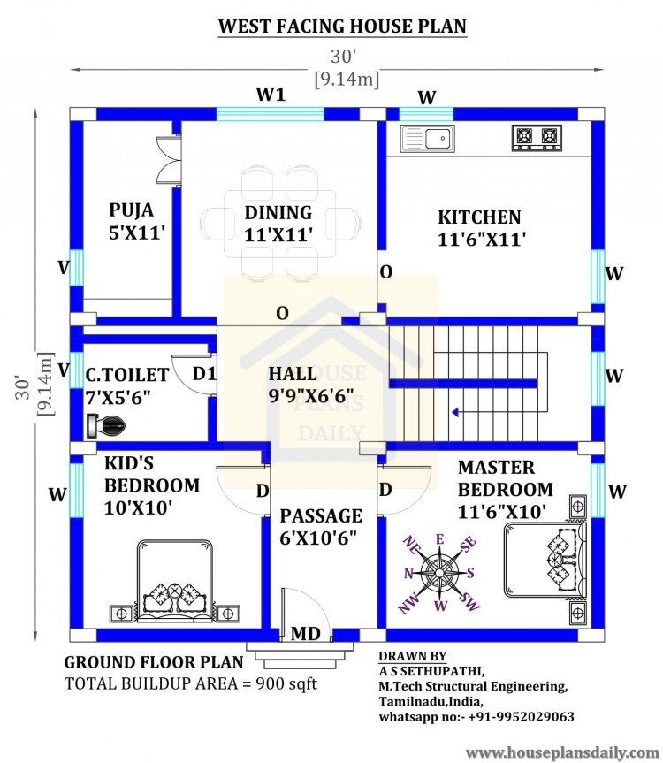 35x50 West Facing Duplex House Plan As Per Vastu House Plan 45 OFF