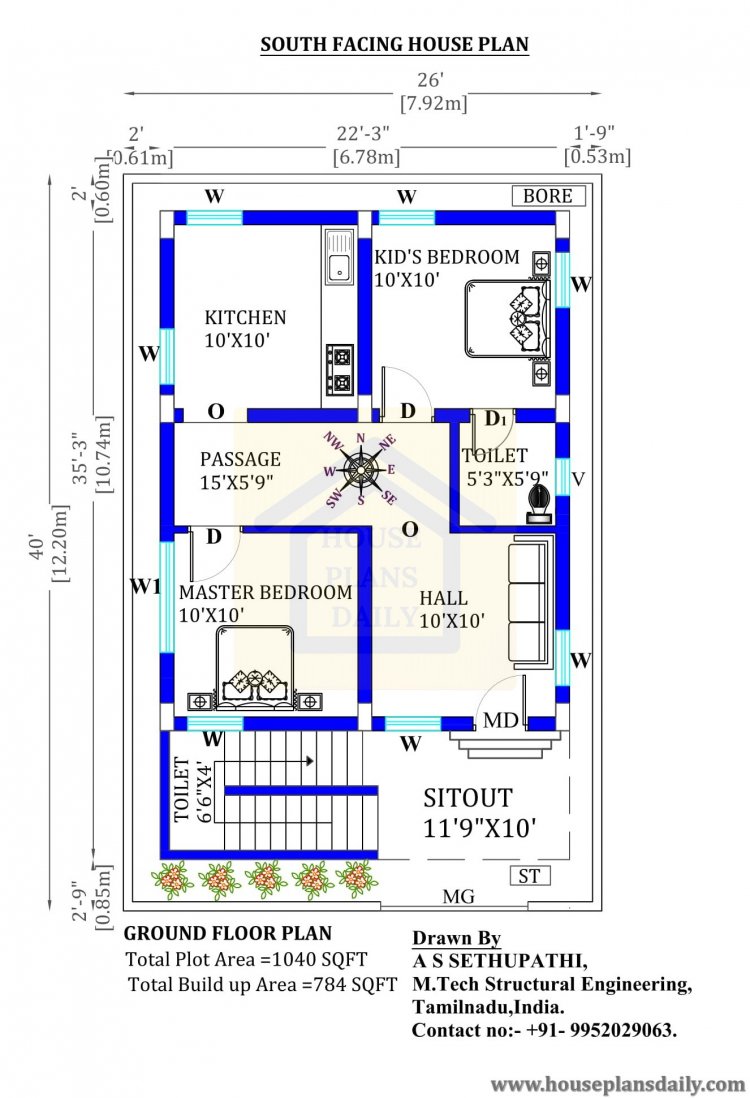 26x40 South Facing Vastu Home Plan House Designs And Plans PDF Books