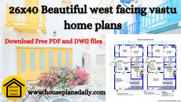 26x40  West Facing Vastu Home Plan