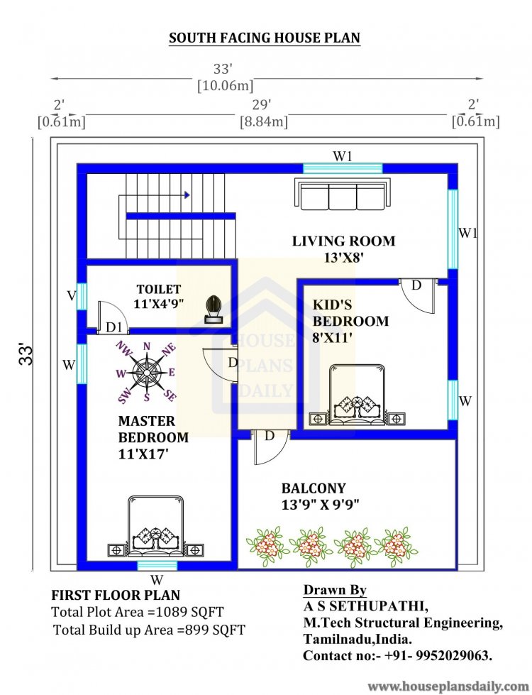 33x33 South Facing Vastu Plan House Designs And Plans PDF Books