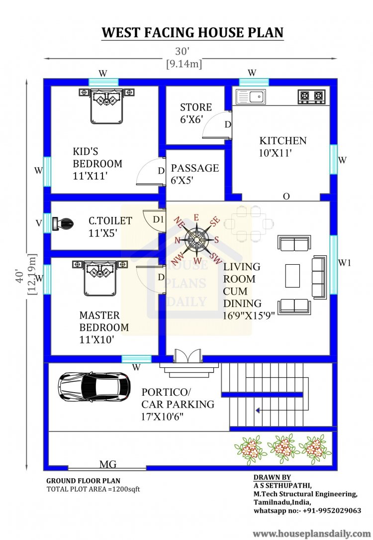 30x40 West Facing Vastu House Design House Designs And Plans PDF Books