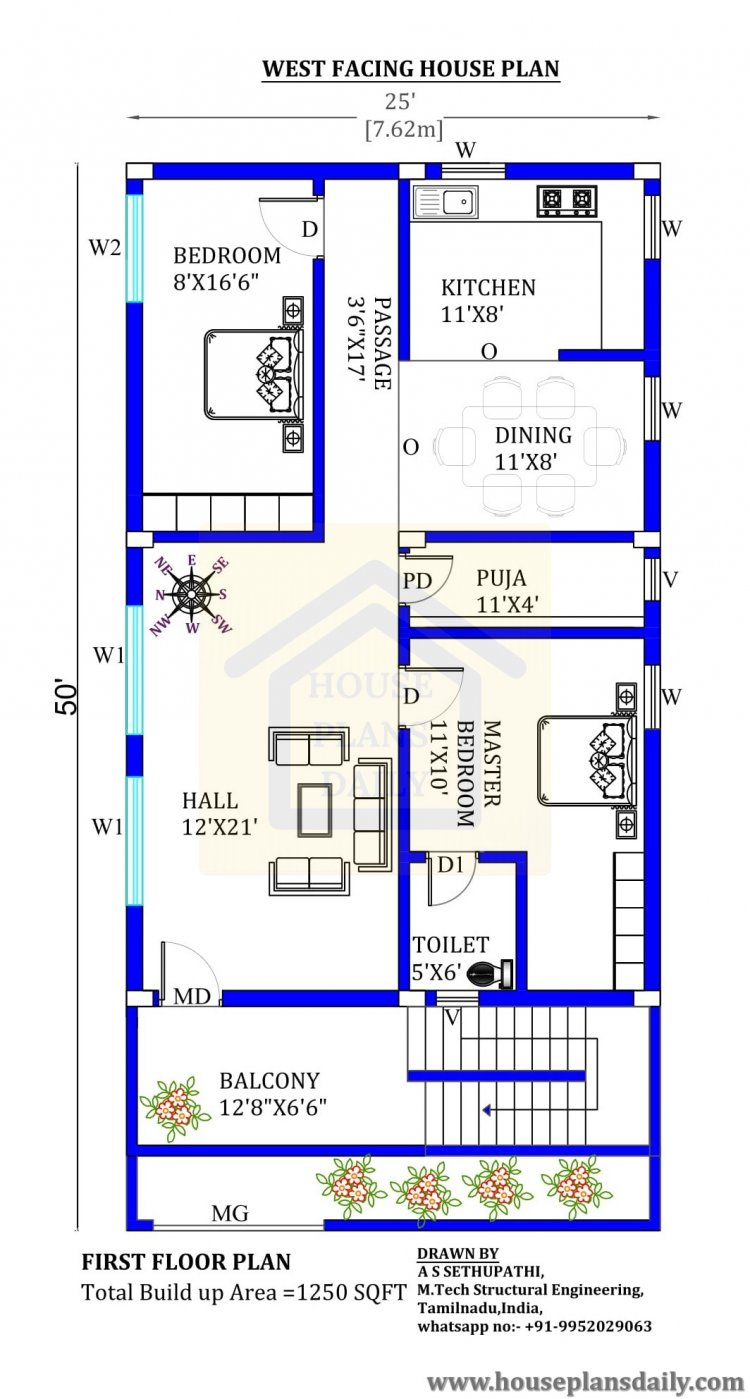West Facing House Plan First Floor