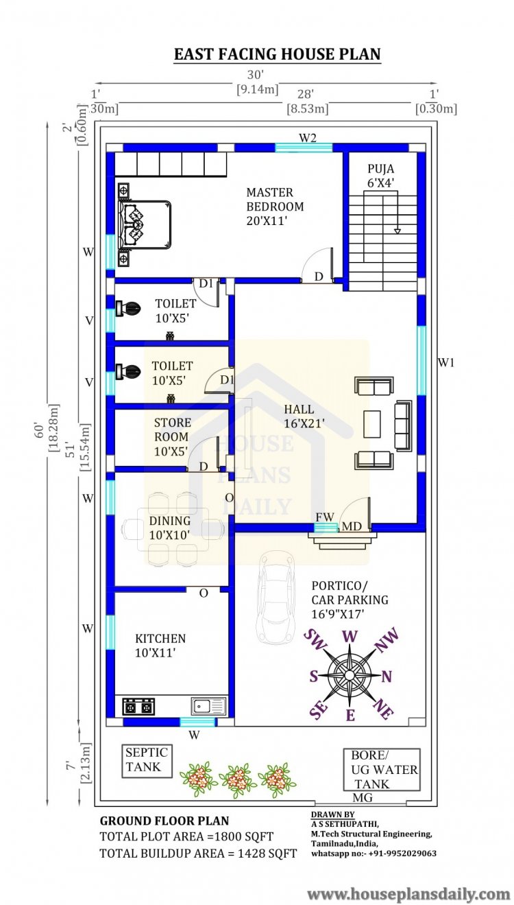 Informasi Tentang 30x60 west facing house plan 2 bhk west facing house ...