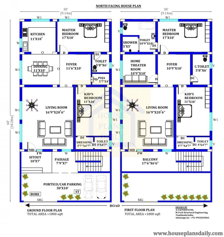 30x60 North Facing House Design House Designs And Plans PDF Books
