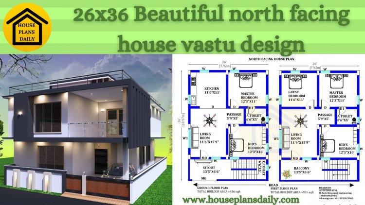 26x36 north facing house Vastu design