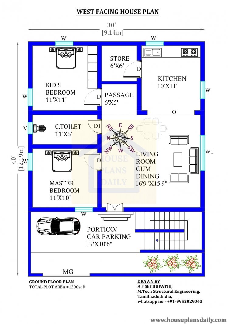 West Facing House Plans For 30x40 Site As Per Vastu Top 2 Images And 