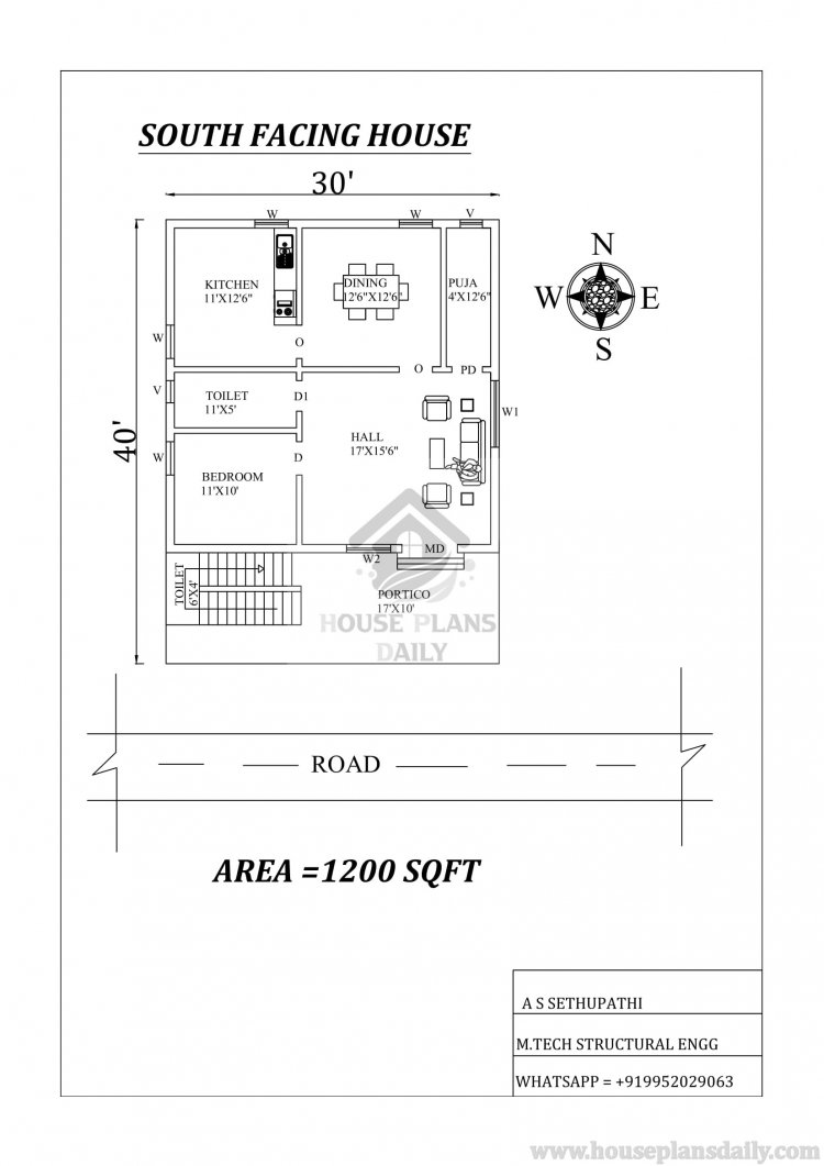 south bungalow plan