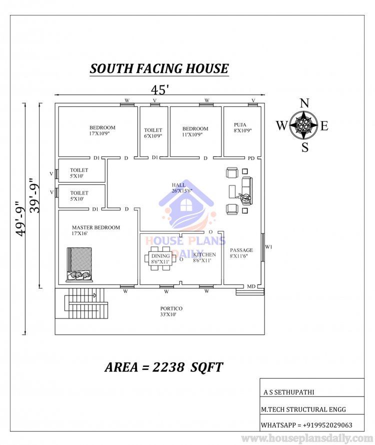 south face house map