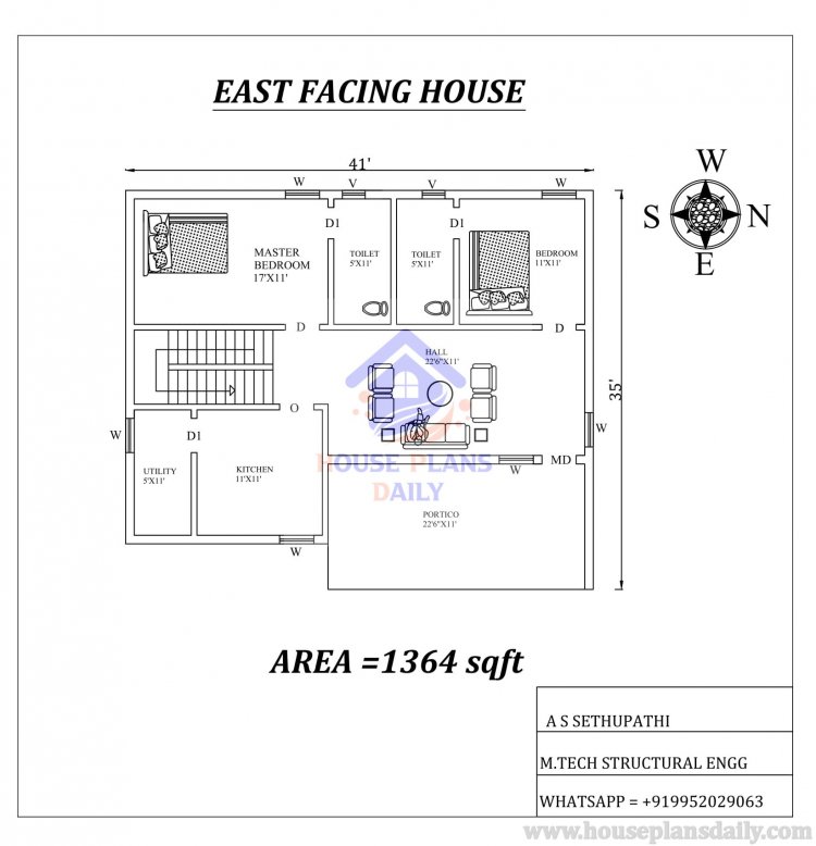 east facing house plan as per vastu shastra