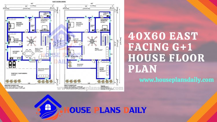 40x60 East Facing G+1 House Floor Plan