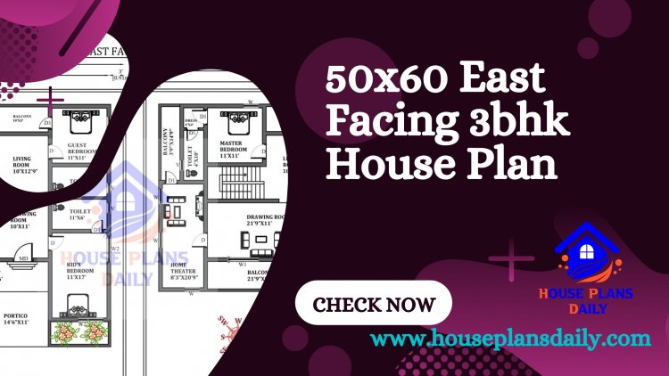 50x60 East Facing 3bhk House Plan