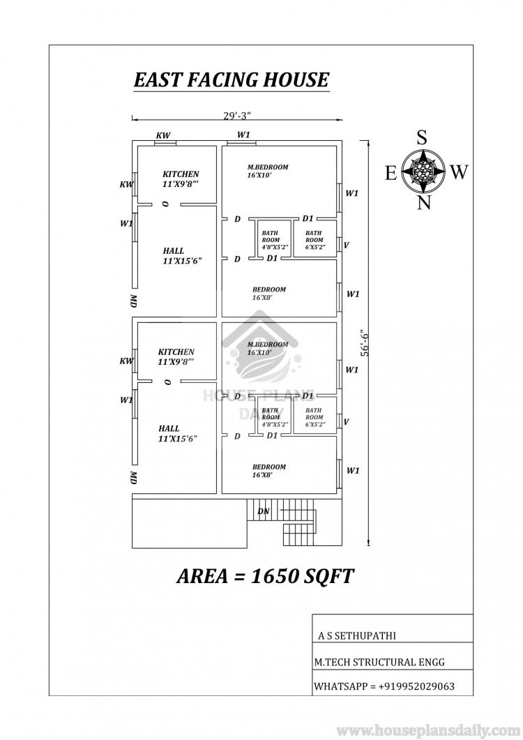 2bhk East facing House Plan As Per Vastu Shastra