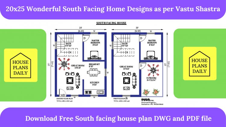 20x25 South Facing Home Designs as per Vastu Shastra