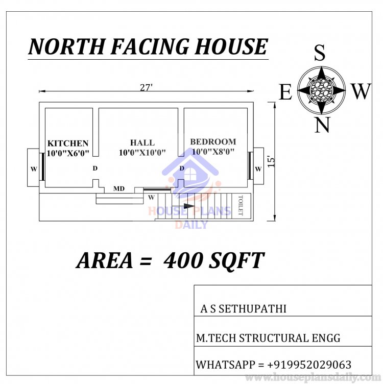 North facing House plan as per Vastu Shastra