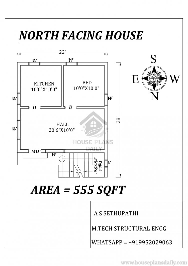 North facing House plan as per Vastu Shastra