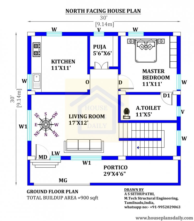 30x30 North Facing Duplex House Plans Per Vastu House Designs And 
