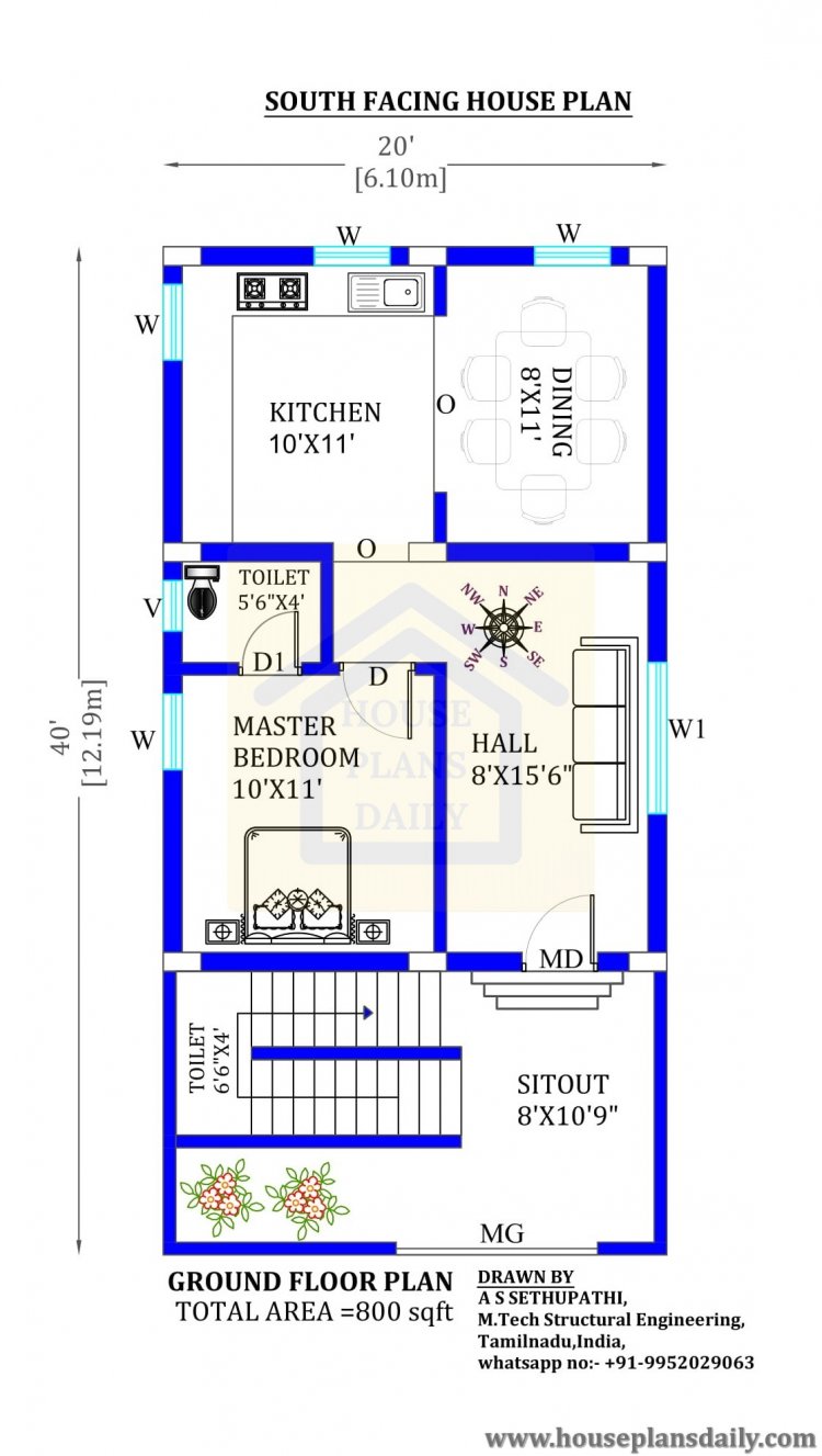 20x40 South Facing Vastu House Design House Designs And Plans PDF Books
