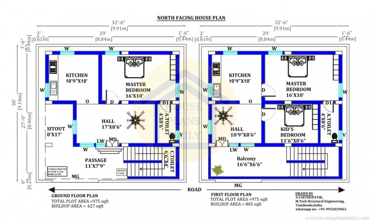 North Facing House Plans As Per  Vastu