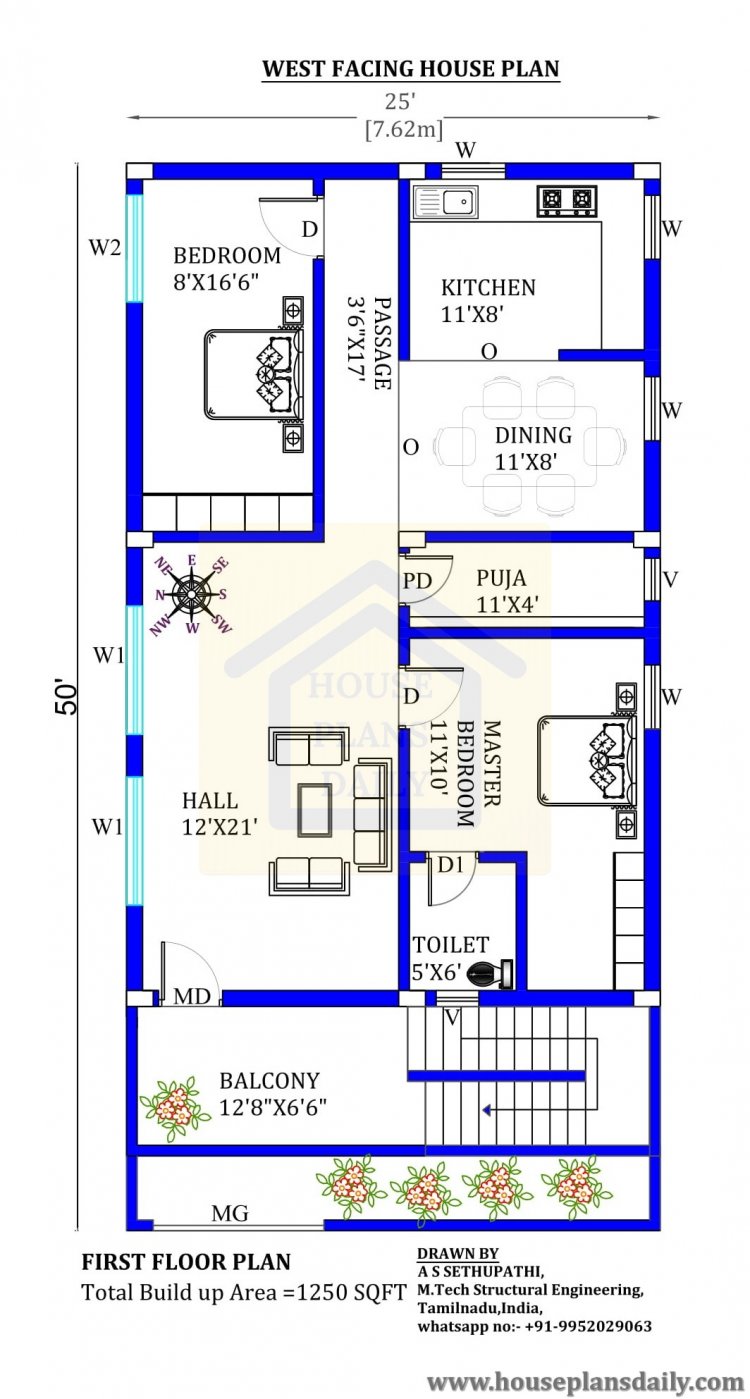 25x50 West Facing House Plan House Designs And Plans PDF Books