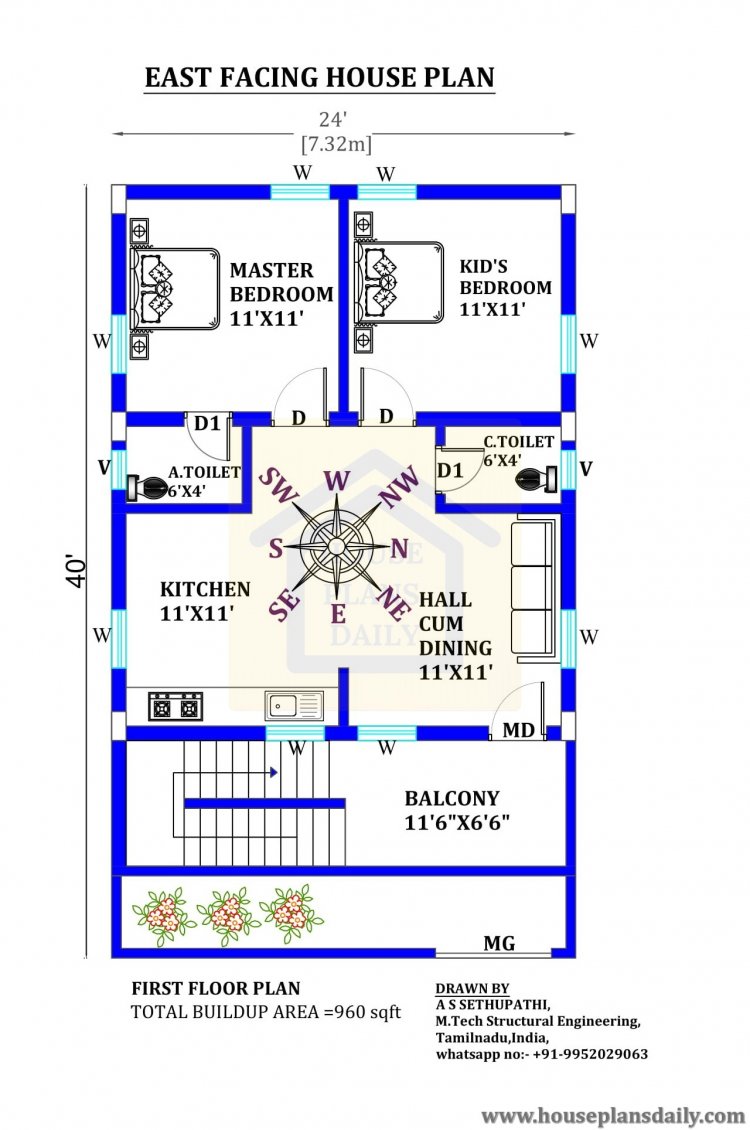 east facing modern house plan