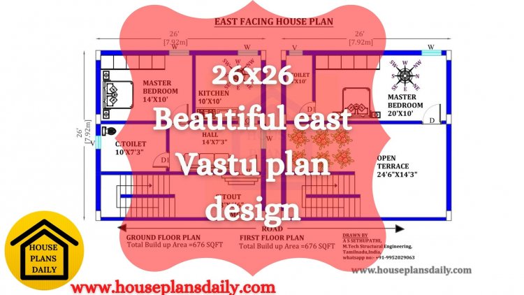 26x26  East Facing  Vastu Plan