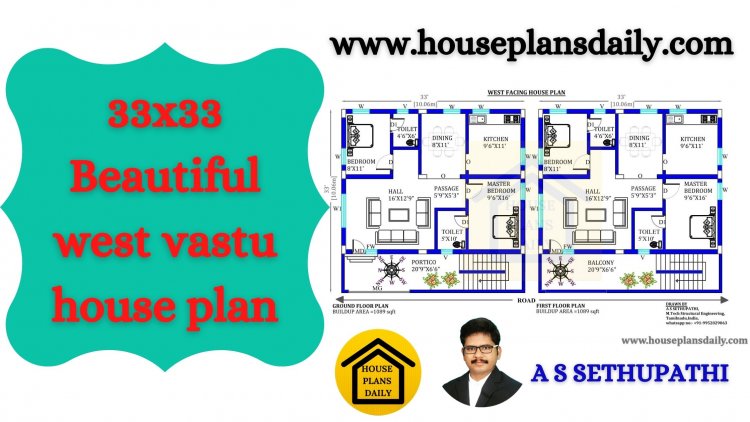 33x33 West Facing Vastu House Plan