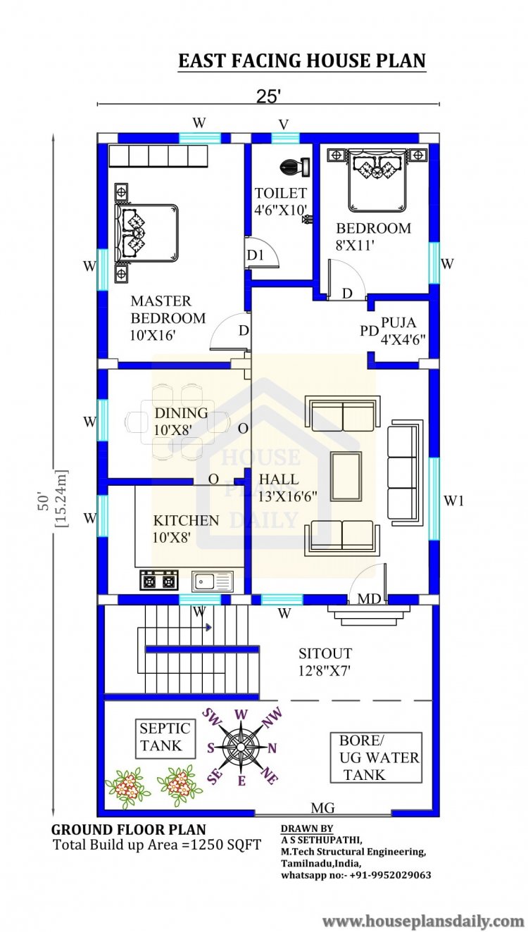 25x50 East Facing Floor Plan| East Facing House Plan - House Plans ...