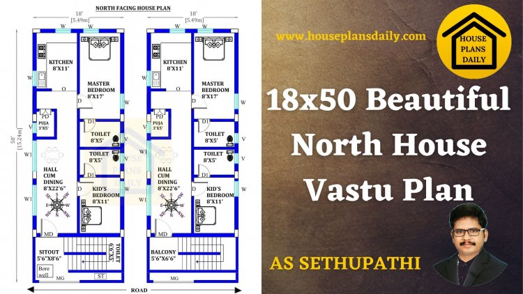 18x50 north house vastu plan