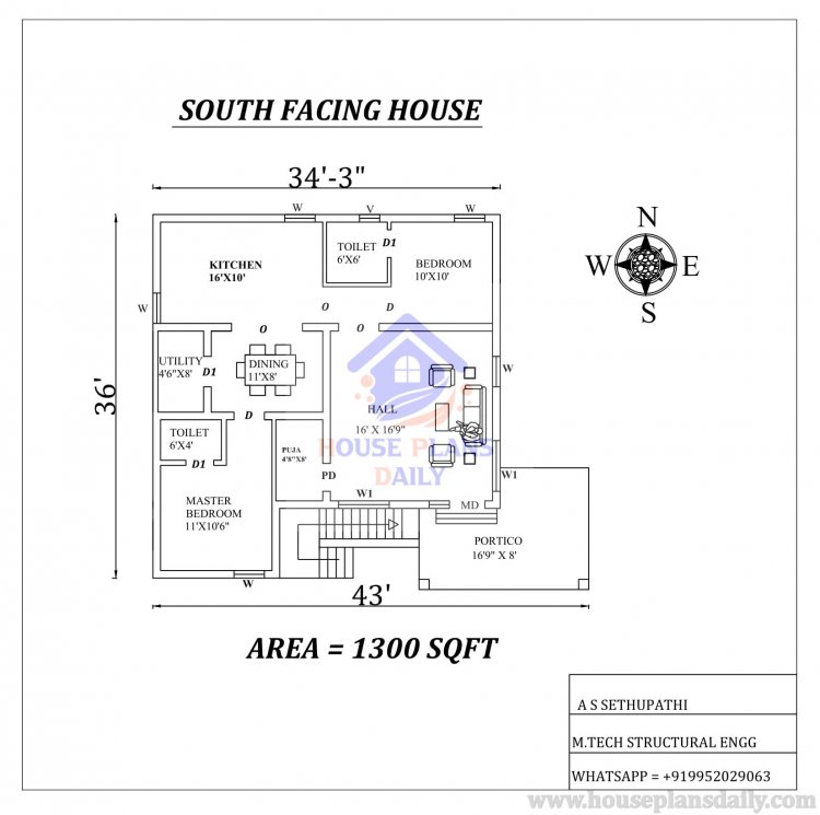 2BHK South Facing House Plans As Per Vastu Book | Best House Plans inside