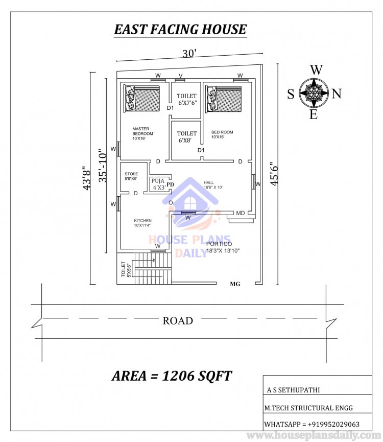 East Facing 2BHK House Plan Book East Facing Vastu Plan House Plans 