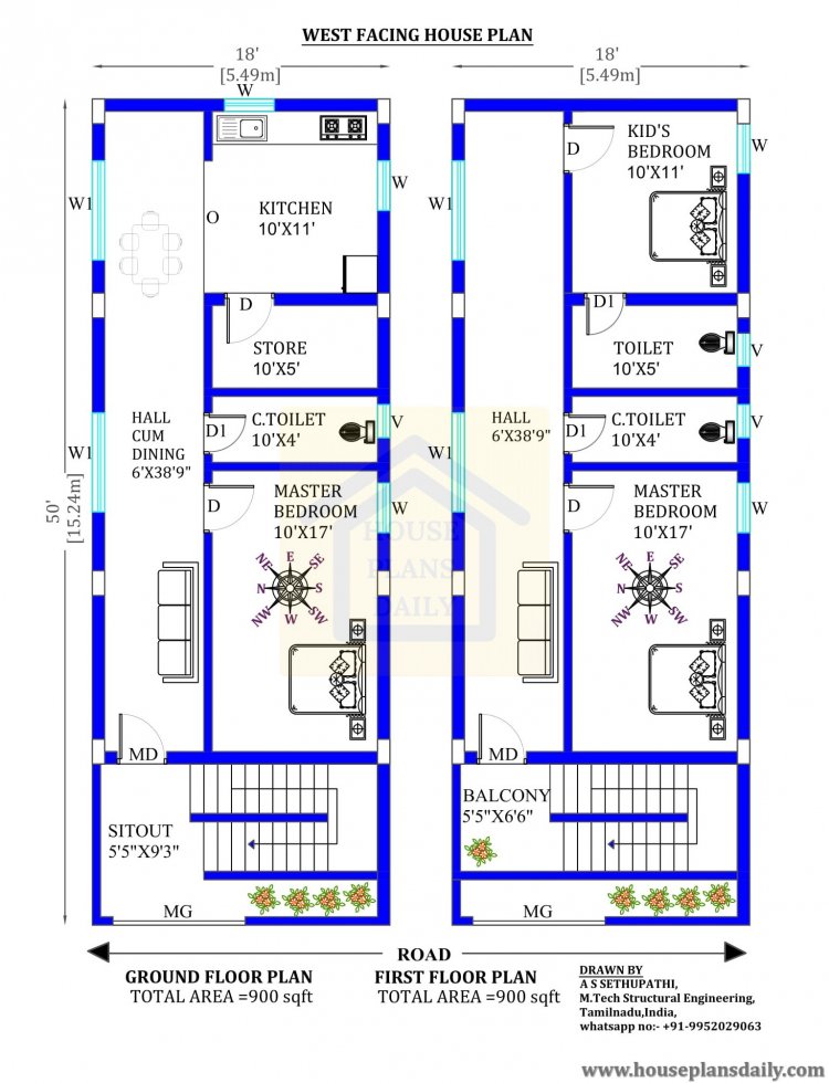 900 SQFT house plan design 