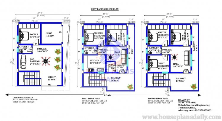 Modern House Plan and Elevation | House Design | Front Elevation Drawing