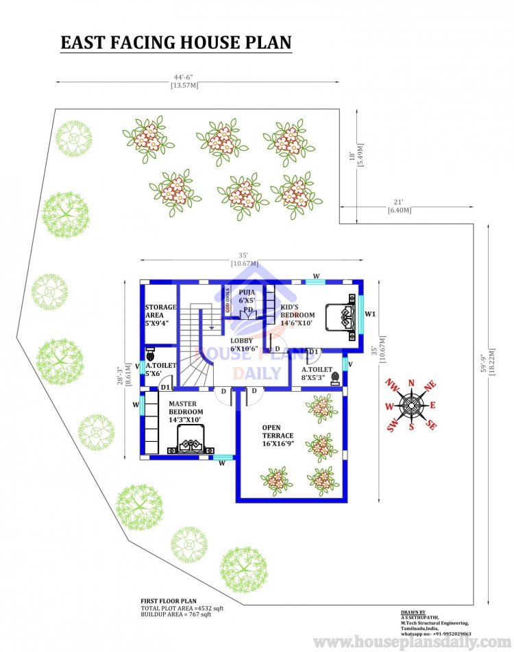 Kerala House Plan | Modern 1800 sq ft home | 35x40 house plans