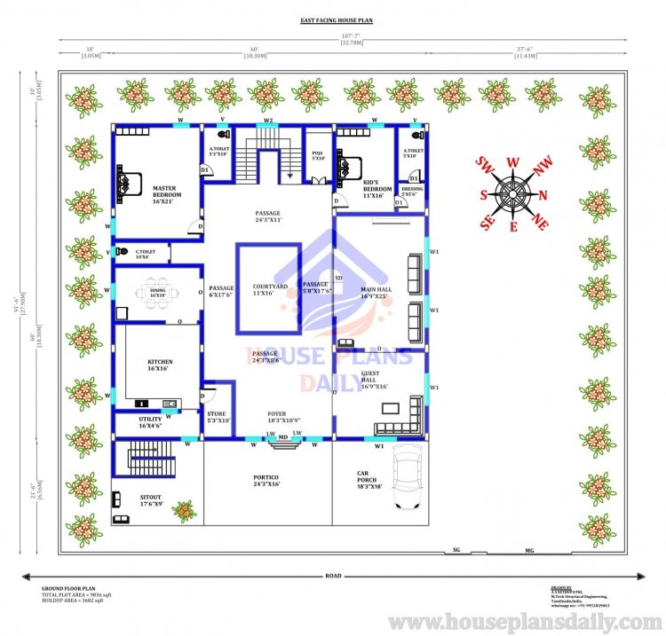 House Plans with Courtyard | Courtyard House Plans | Home Plans