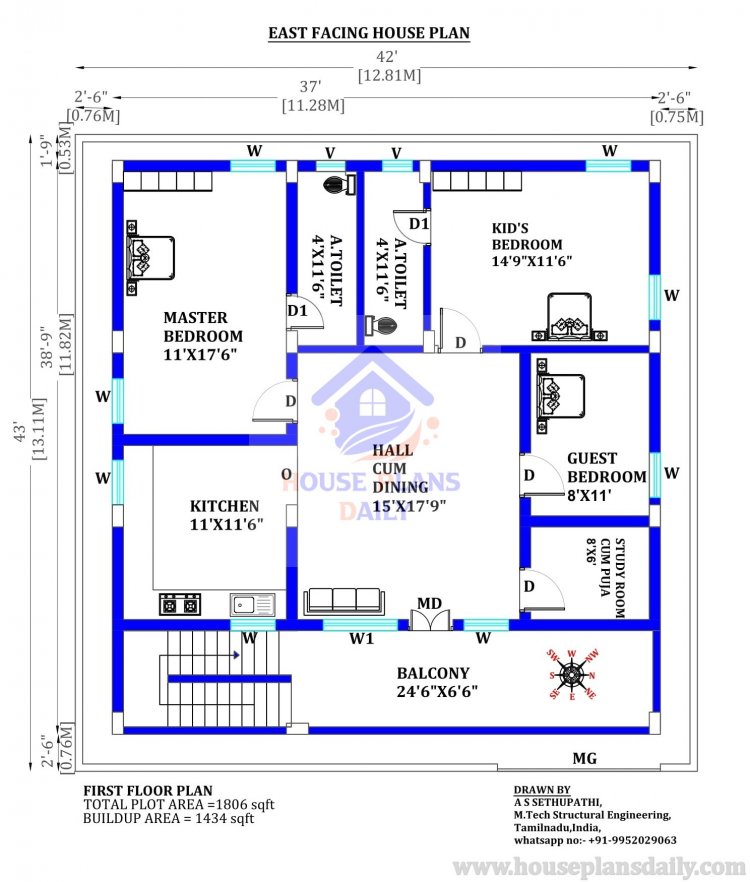 House Plan with Structural Drawing | 1800 Sqft House Plan | 1800 sqft House Design
