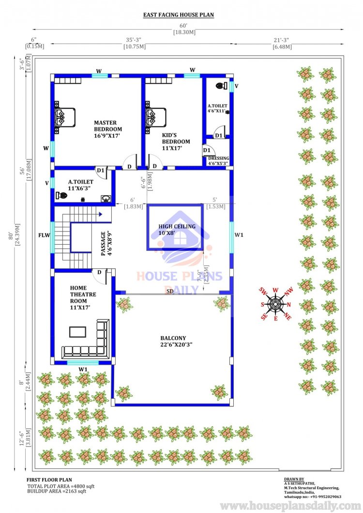 4 bedroom flat plan design