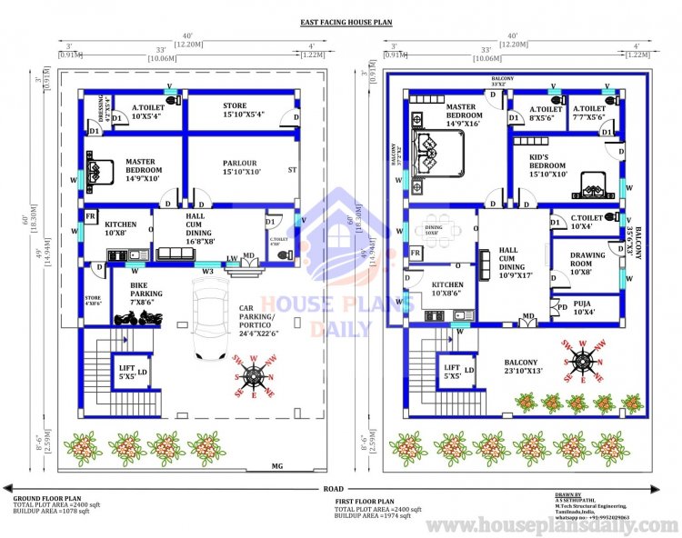 House Plan with Car Parking | 40x60 House Plans | Modern Home