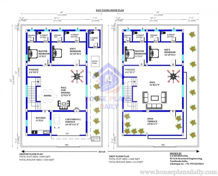 40x60 House Plan | Duplex House | Modern House