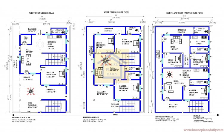 North Facing Duplex House Plans | Vastu Home Design
