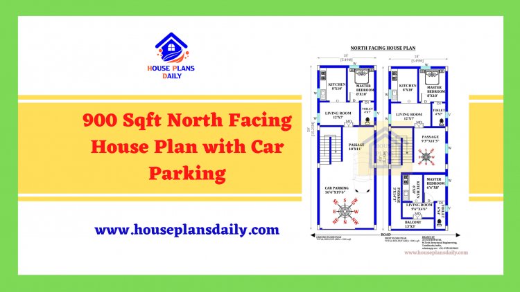 900 Sqft North Facing House Plan with Car Parking