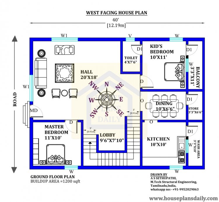 40x30 House Plan | 1200 sqft House Plan | Modern Home