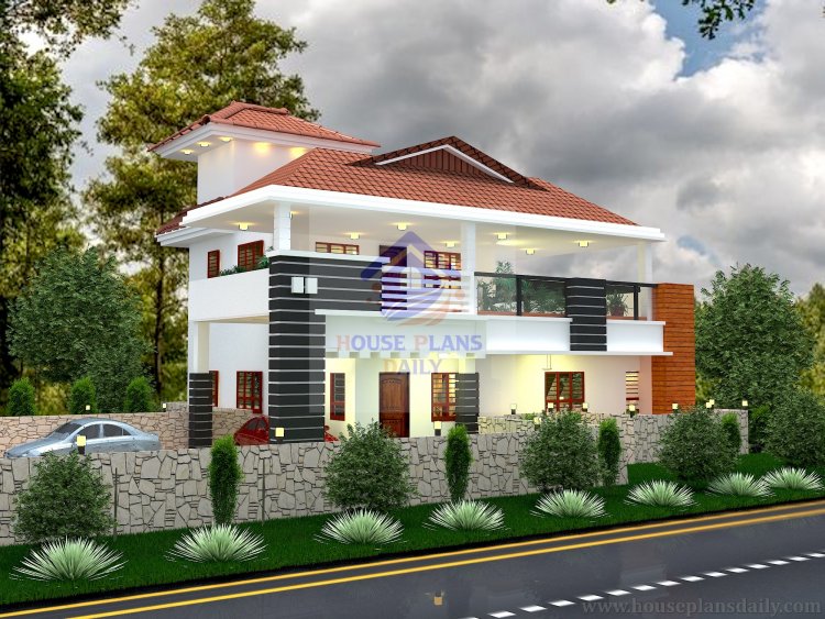 Kerala Style House Design | East Facing Home Plan with Elevation